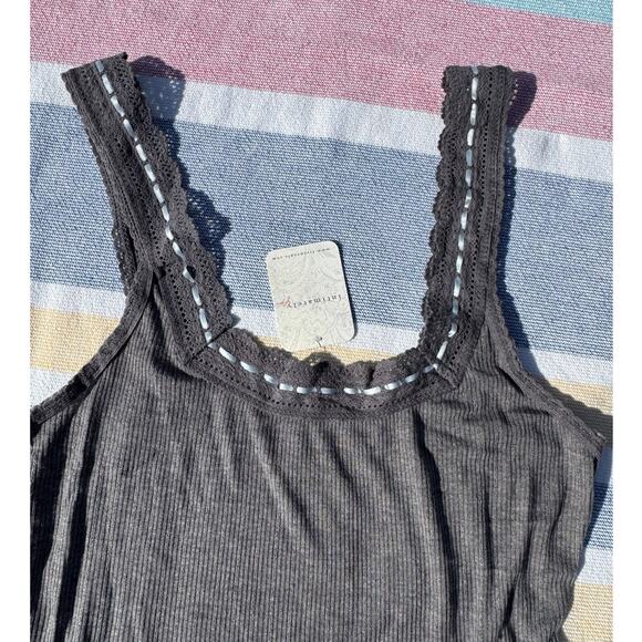 NWT, Free People Only You Tank - Heather Grey Crochet Detail, Sz S - Picture 6 of 6